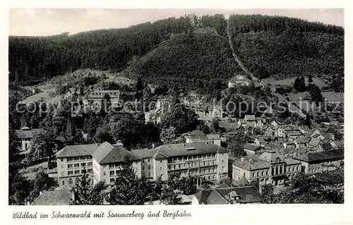 AK / Ansichtskarte Wildbad Schwarzwald Fliegeraufnahme mit Sommerberg und Bergbahn Kat. Bad Wildbad