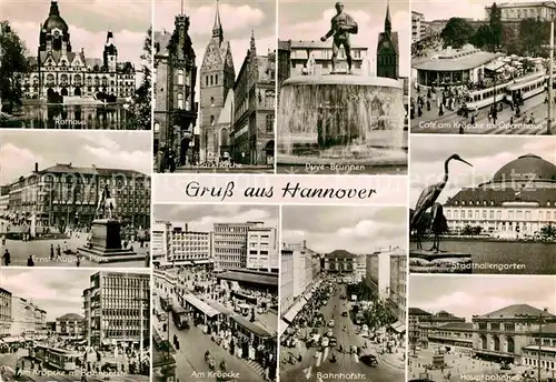 AK / Ansichtskarte Hannover Duve Brunnen Opernhaus Stadthallengarten Bahnhofstrasse Kroepcke  Kat. Hannover