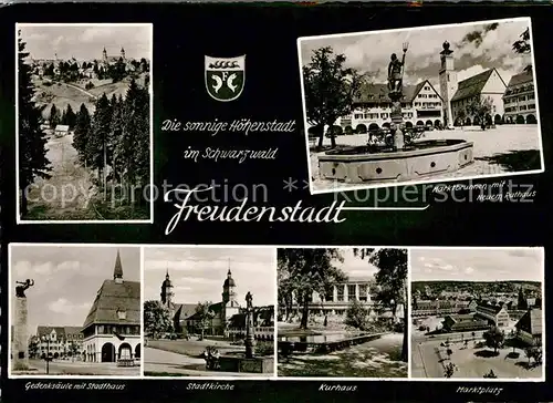 AK / Ansichtskarte Freudenstadt Gedenksaeule Kurhaus Marktbrunnen Kat. Freudenstadt