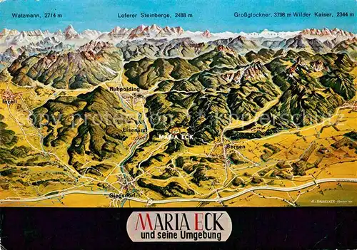 AK / Ansichtskarte Maria Eck und seine Umgebung Alpenpanorama aus der Vogelperspektive Kat. Siegsdorf