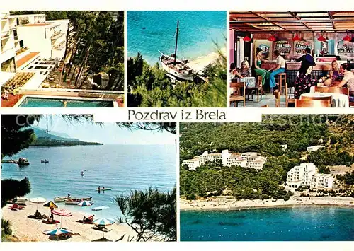 AK / Ansichtskarte Brela Hotels Restaurant Strand Bucht Fliegeraufnahme Kat. Kroatien