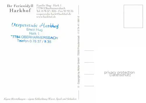 AK / Ansichtskarte Oberharmersbach Ferienidyll Harkhof Schwarzwald Kat. Oberharmersbach