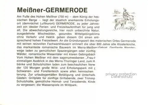 AK / Ansichtskarte Germerode Panorama Schwanenteich Kegelbahn Kat. Meissner