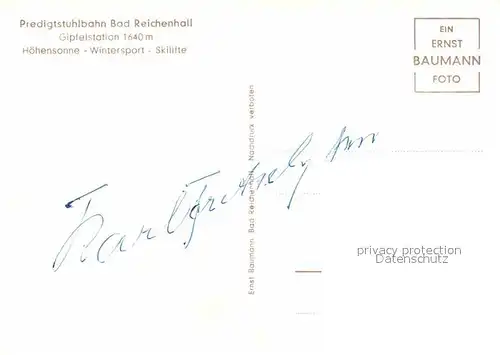 AK / Ansichtskarte Foto Baumann E. Nr. 1208 Berghotel Predigtstuhl Bad Reichenhall  Kat. Fotografie