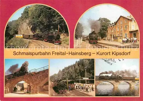 AK / Ansichtskarte Lokomotive Schmalspurbahn Bahnhof Kipsdorf Viadukt Malter Schmiedeberg  Kat. Eisenbahn