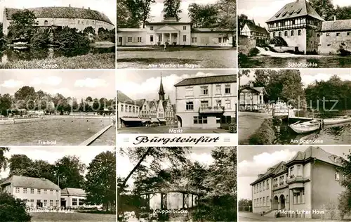 AK / Ansichtskarte Burgsteinfurt Schloss Freibad Martin Luther Haus Schlossmuehle Alte Wache im Bagno Kat. Steinfurt