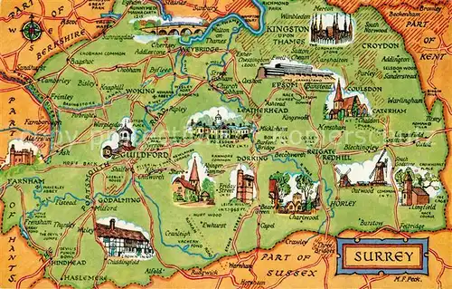 AK / Ansichtskarte Surrey Landkarte