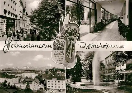AK / Ansichtskarte Bad Woerishofen Fussgaengerzone Kuranstalt Sebastianeum Fontaene Trinkhalle Kat. Bad Woerishofen