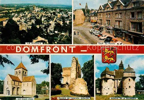 AK / Ansichtskarte Domfront Orne Vue generale Tour du Pendu Eglise Notre Dame sous l Eau Ruines du Donjon Manoir de la Sausserie Kat. Domfront