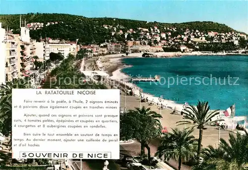 AK / Ansichtskarte Nice Alpes Maritimes Promenade des Anglais et la baie des Anges Cote d Azur La Ratatouille Nicoise Recette Kat. Nice