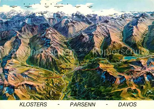 AK / Ansichtskarte Klosters GR Parsenn Davos Panoramakarte Kat. Klosters