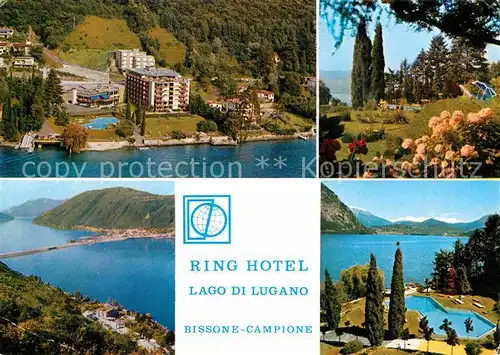 AK / Ansichtskarte Bissone Lago di Lugano Fliegeraufnahme Ring Hotel Pool Kat. Bissone