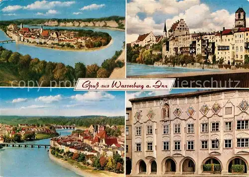 AK / Ansichtskarte Wasserburg Inn Fliegeraufnahme Innpartien Schloss Kat. Wasserburg a.Inn