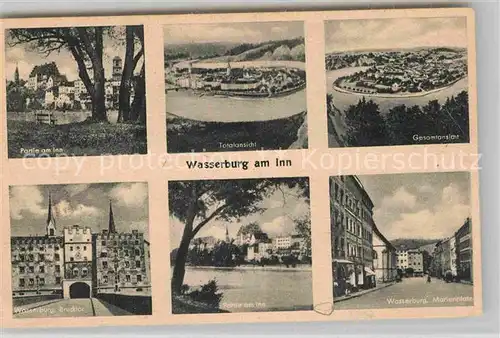 AK / Ansichtskarte Wasserburg Inn Innpartie Total Panorama Brucktor Marienplatz Kat. Wasserburg a.Inn