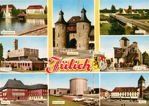 AK / Ansichtskarte Juelich Hexenturm Evangelische Kirche Markt Rathaus Kat. Juelich