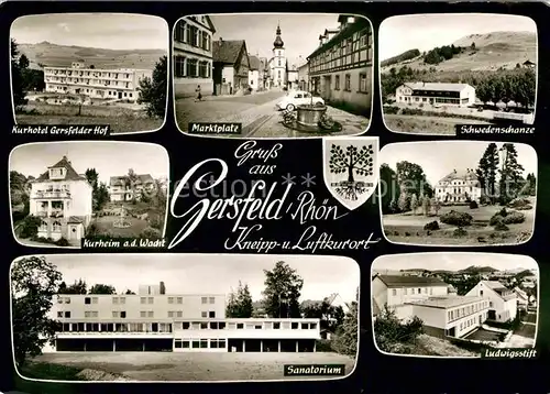 AK / Ansichtskarte Gersfeld Rhoen Schwedenschanze Kurhotel Gersfelder Hof Kurheim Ludwigsstift Sanatorium Kat. Gersfeld (Rhoen)