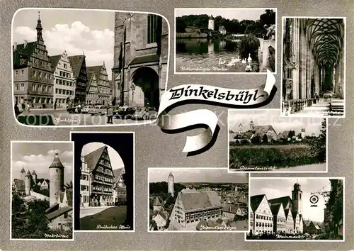 AK / Ansichtskarte Dinkelsbuehl Marktplatz Wehrtuerme Deutsches Haus Jugendherberge Weinmarkt  Kat. Dinkelsbuehl