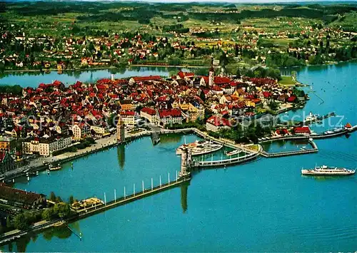 AK / Ansichtskarte Lindau Bodensee Hafen Fliegeraufnahme Kat. Lindau (Bodensee)