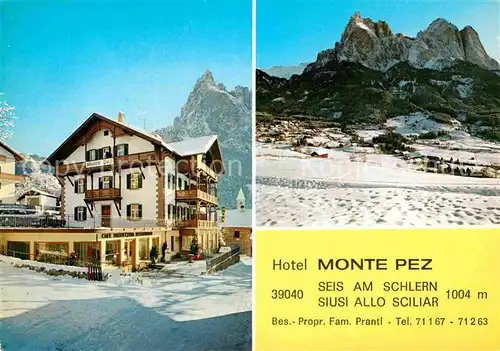 AK / Ansichtskarte Seis am Schlern Hotel Monte Pez Winter Kat. Siusi allo Sciliar Kastelruth Suedtirol