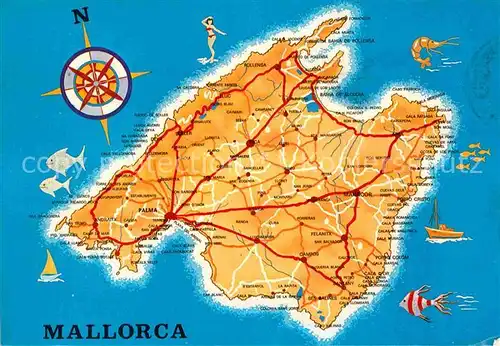 AK / Ansichtskarte Mallorca Landkarte Kat. Spanien