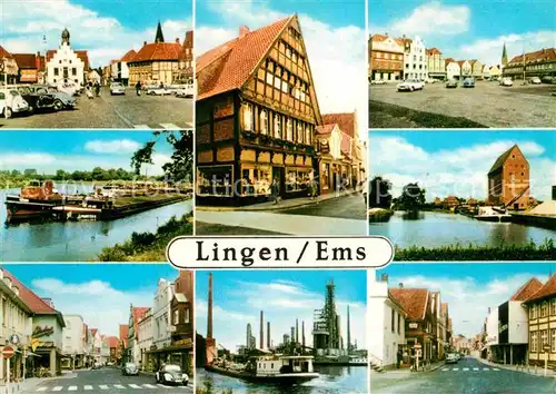 AK / Ansichtskarte Lingen Ems Hafen Strassenpartie Fachwerk Kat. Lingen (Ems)