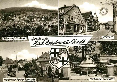 AK / Ansichtskarte Bad Brueckenau Panorama Post Rathaus Siebener Sprudel Altstadt  Kat. Bad Brueckenau