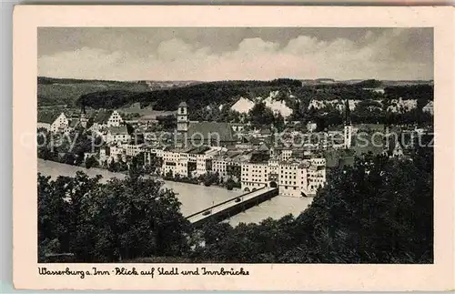 AK / Ansichtskarte Wasserburg Inn Stadtblick mit Innbruecke Kat. Wasserburg a.Inn