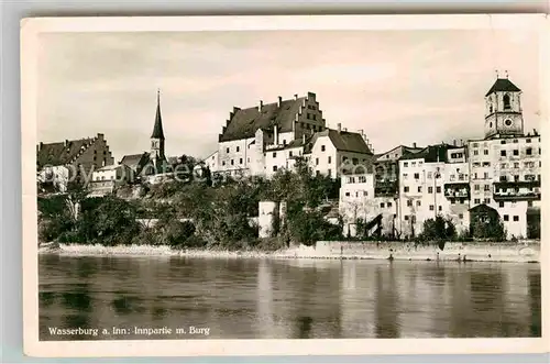AK / Ansichtskarte Wasserburg Inn Partie am Inn mit Burg Kat. Wasserburg a.Inn