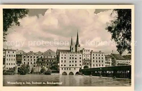 AK / Ansichtskarte Wasserburg Inn Innfront mit Brueckenkopf Kat. Wasserburg a.Inn