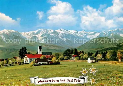 AK / Ansichtskarte Wackersberg Bad Toelz Ortsansicht mit Kirche Benediktenwandgruppe Kat. Wackersberg