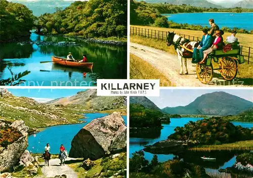 AK / Ansichtskarte Killarney Kerry Lakes Sightseeing tours Landschaftspanorama Seen Bootfahren Reiten Pferdewagen Kat. Killarney