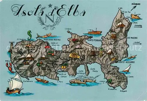 AK / Ansichtskarte Isola d Elba Lageplan Karte Kat. Italien
