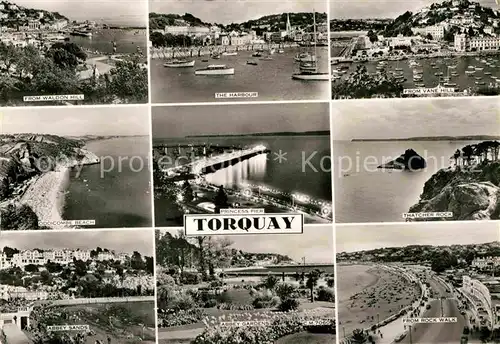 AK / Ansichtskarte Torquay UK Hafen Blick vom Waldon Berg Strand Promenade