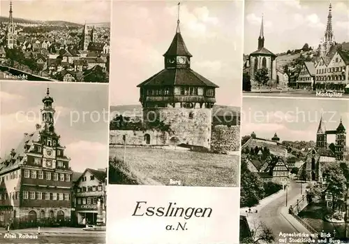 AK / Ansichtskarte Esslingen Neckar Marktplatz Teilansicht Altes Rathaus Burg Agnesbruecke Kat. Esslingen am Neckar