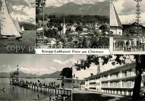 AK / Ansichtskarte Prien Chiemsee Kurhaus Kirche Platz Seebad Kat. Prien a.Chiemsee