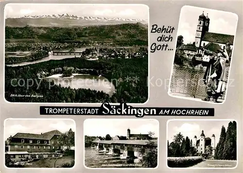 AK / Ansichtskarte Bad Saeckingen Bergsee Sankt Marienhaus Historische Holzbruecke Trompeterschloss Kat. Bad Saeckingen