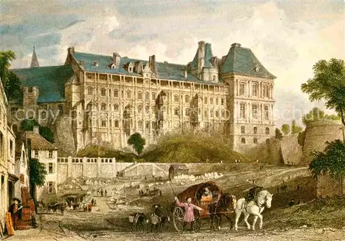 AK / Ansichtskarte Blois Loir et Cher Aile Francais Ier Chateau Collection Les Chateaux de la Loire Gravure du 19e siecle Kat. Blois