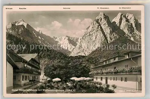 AK / Ansichtskarte Garmisch Partenkirchen Hotel Hoellentalklamm mit Wettersteingruppe Kat. Garmisch Partenkirchen
