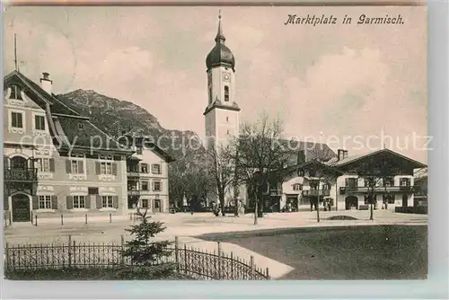 AK / Ansichtskarte Garmisch Partenkirchen Marktplatz Kirche Kat. Garmisch Partenkirchen