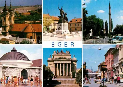 AK / Ansichtskarte Eger Erlau Kirche Denkmal Minarett Kathedrale Strassenpartie Kat. Eger