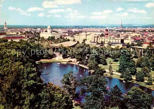 AK / Ansichtskarte Karlsruhe Baden Stadtbild mit Stadtgartensee Schwarzwaldhalle