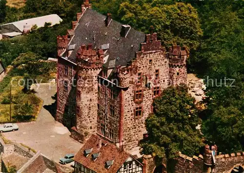 AK / Ansichtskarte Staufenberg Hessen Hotel in der Burg mit Ritterkeller Burgtore Fliegeraufnahme Kat. Staufenberg