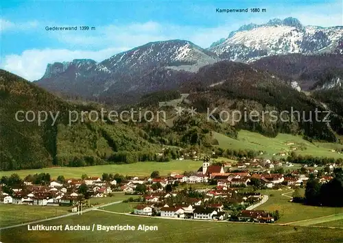 AK / Ansichtskarte Aschau Chiemgau Luftkurort mit Kampenwand Chiemgauer Alpen Fliegeraufnahme Kat. Aschau i.Chiemgau