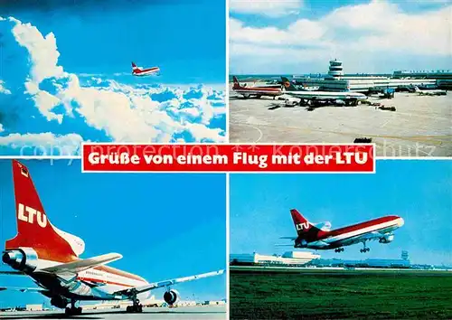 AK / Ansichtskarte Flugzeuge Zivil Flughafen Duesseldorf LTU  Kat. Airplanes Avions