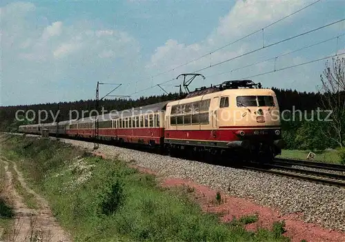 AK / Ansichtskarte Lokomotive Elektro Schnellzuglokomotive 103 176 4 Deutsche Bahn IC 121 Blauer Enzian  Kat. Eisenbahn