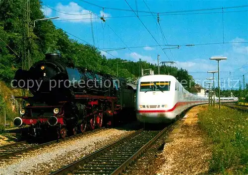 AK / Ansichtskarte Lokomotive Dampf Schnellzuglokomotive 01 1066 Elektro Schnelltriebzug 401 ICE Kat. Eisenbahn