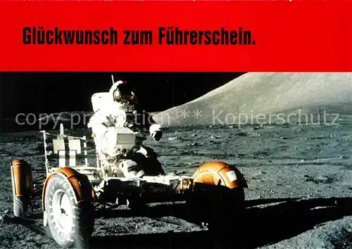 AK / Ansichtskarte Raumfahrt Mondfahrzeug Moonrover Expedition Apoloo 17 Werbung Bild Zeitung Kat. Flug