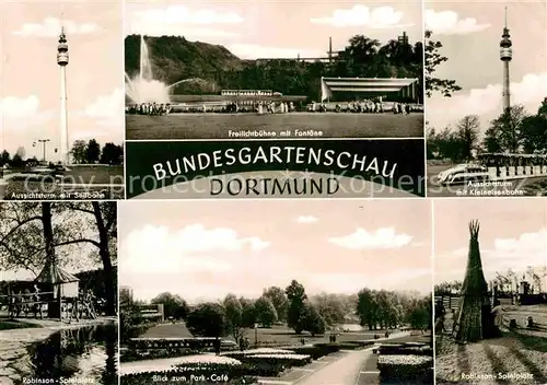 AK / Ansichtskarte Bundesgartenschau Dortmund Freilichtbuehne Kleineisenbahn Robinson Spielplatz Kat. Expositions