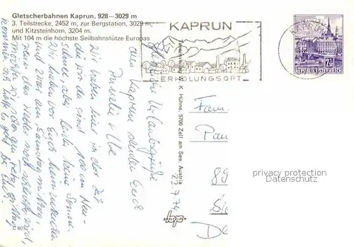 AK / Ansichtskarte Seilbahn Gletscherbahnen Kaprun Kitzsteinhorn  Kat. Bahnen