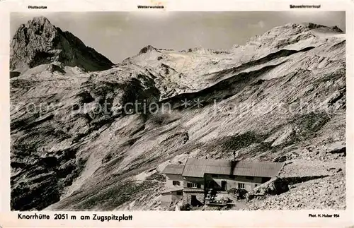 AK / Ansichtskarte Garmisch Partenkirchen Knorrhuette am Zugspitzplatt Berghaus Wettersteingebirge Huber Karte Nr 954 Kat. Garmisch Partenkirchen